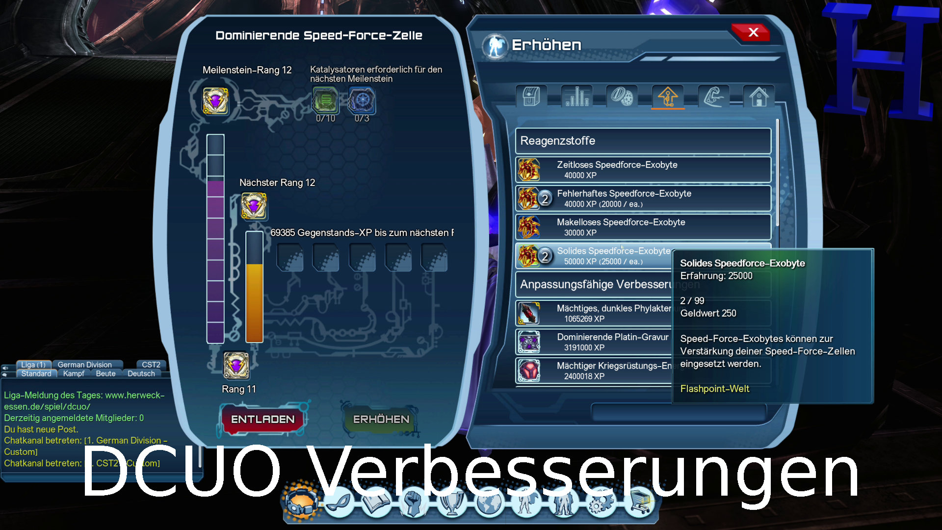 DCUO Anpassungsfähige- und Ursprungsverbesserungen erhöhen DCUO Verbesserungen
