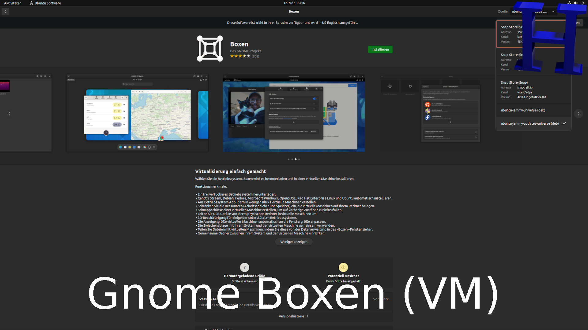 Gnome Boxen virtuelle Maschine Gnome Boxen virtuelle Maschine