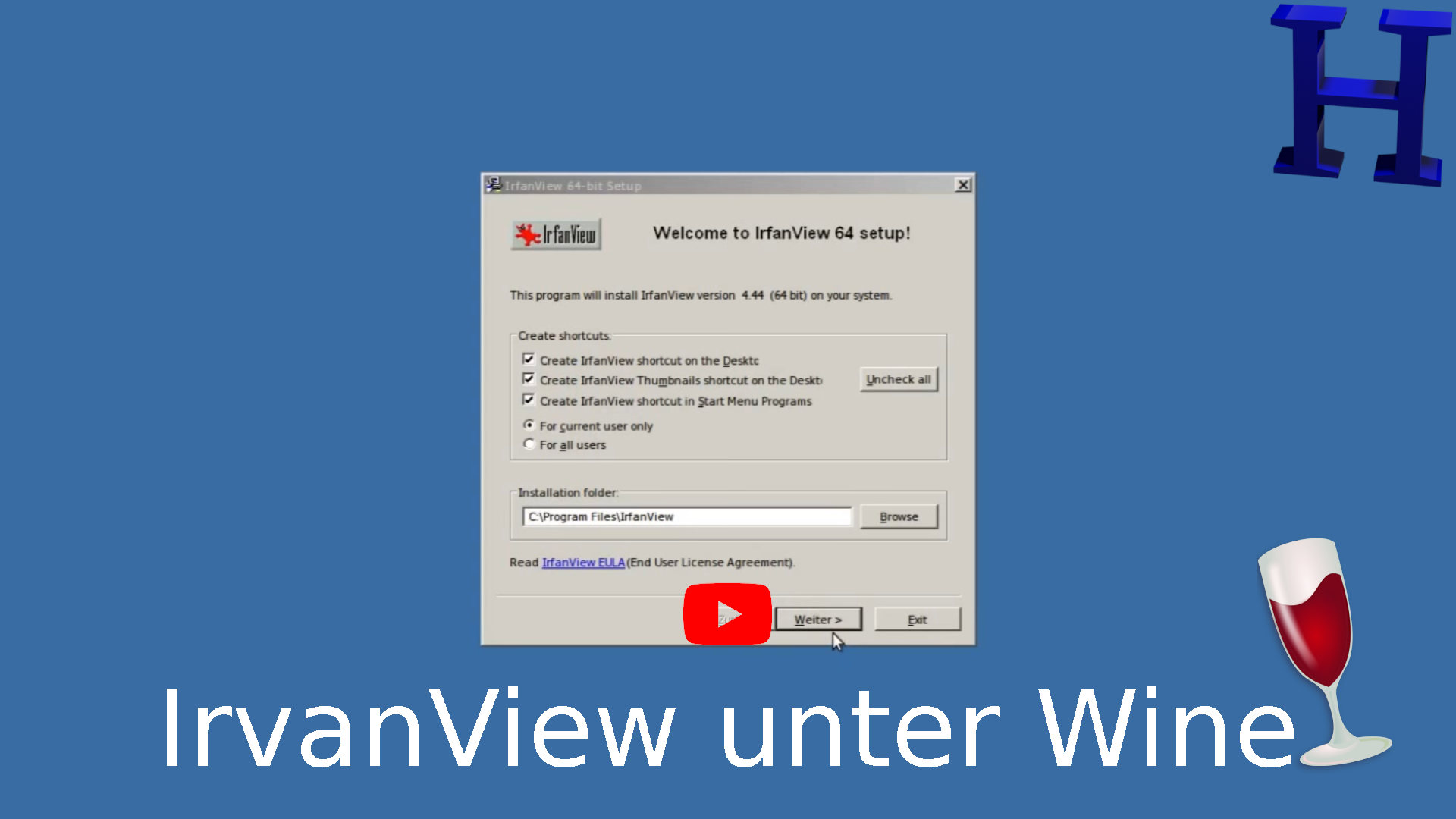 Installations Video von IrfanView unter Wine Installations Video von IrfanView unter Wine