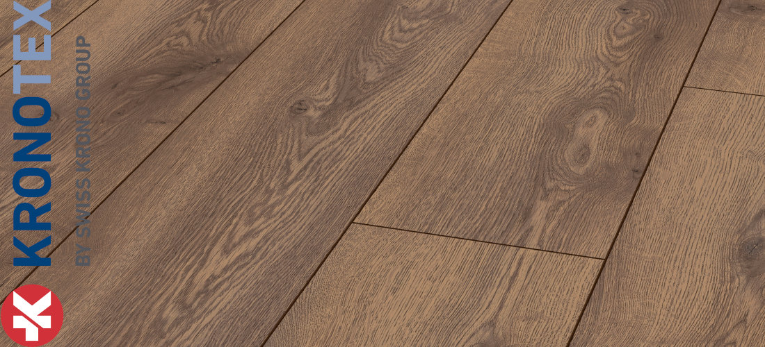 Berg Eiche Braun 10,0x244,0x1845,0mm. Echtholzoptik durch Übereinstimmung von Dekor und Prägung (ER). KronoTex Laminat Mammut-Plus Berg Eiche Braun