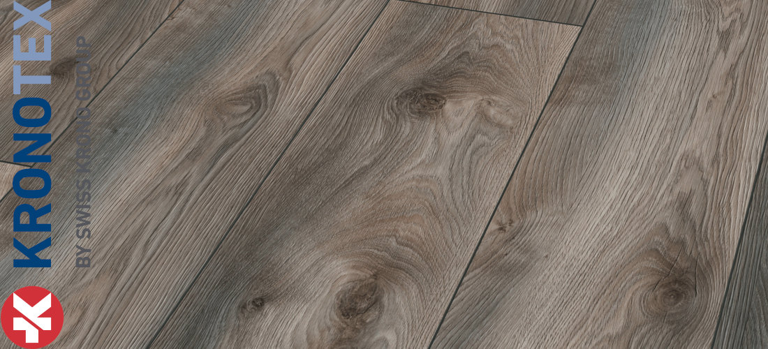 Makro Eiche Grau 10,0x244,0x1845,0mm. Echtholzoptik durch Übereinstimmung von Dekor und Prägung (ER). KronoTex Laminat Mammut-Plus Makro Eiche Grau