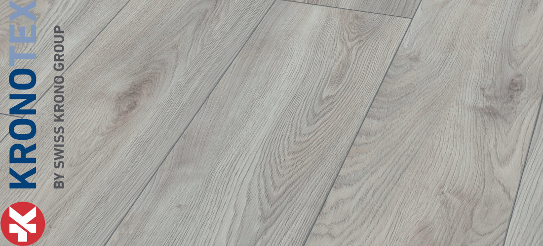 Makro Eiche Weiss 10,0x244,0x1845,0mm. Echtholzoptik durch Übereinstimmung von Dekor und Prägung (ER). KronoTex Laminat Mammut-Plus Makro Eiche Weiss