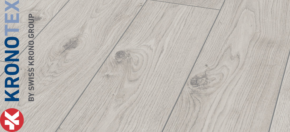 Everest Oak Weiss 12,0x188,0x1845,0mm. Echtholzoptik durch Übereinstimmung von Dekor und Prägung (ER). KronoTex Laminat Mammut Everest Oak Weiss