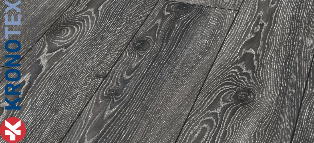 Highland Eiche Schwarz 12,0x188,0x1845,0mm. Echtholzoptik durch Übereinstimmung von Dekor und Prägung (ER). KronoTex Laminat Mammut Highland Eiche Schwarz