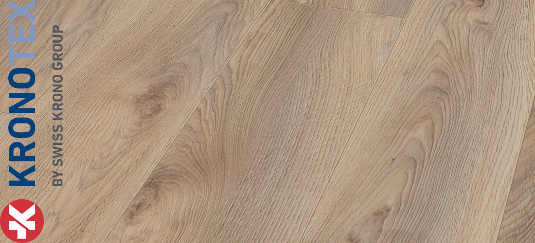 Makro Eiche Beige 12,0x188,0x1845,0mm. Echtholzoptik durch Übereinstimmung von Dekor und Prägung (ER). KronoTex Laminat Mammut Makro Eiche Beige