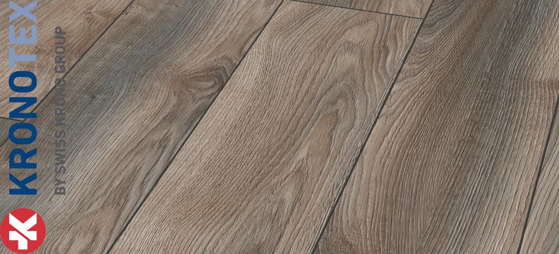 Makro Eiche Grau 12,0x188,0x1845,0mm. Echtholzoptik durch Übereinstimmung von Dekor und Prägung (ER). KronoTex Laminat Mammut Makro Eiche Grau