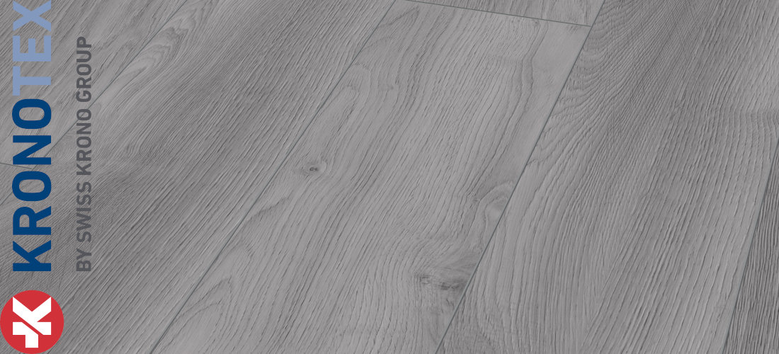 Makro Eiche hellgrau 12,0x188,0x1845,0mm. Echtholzoptik durch Übereinstimmung von Dekor und Prägung (ER). KronoTex Laminat Mammut Makro Eiche hellgrau