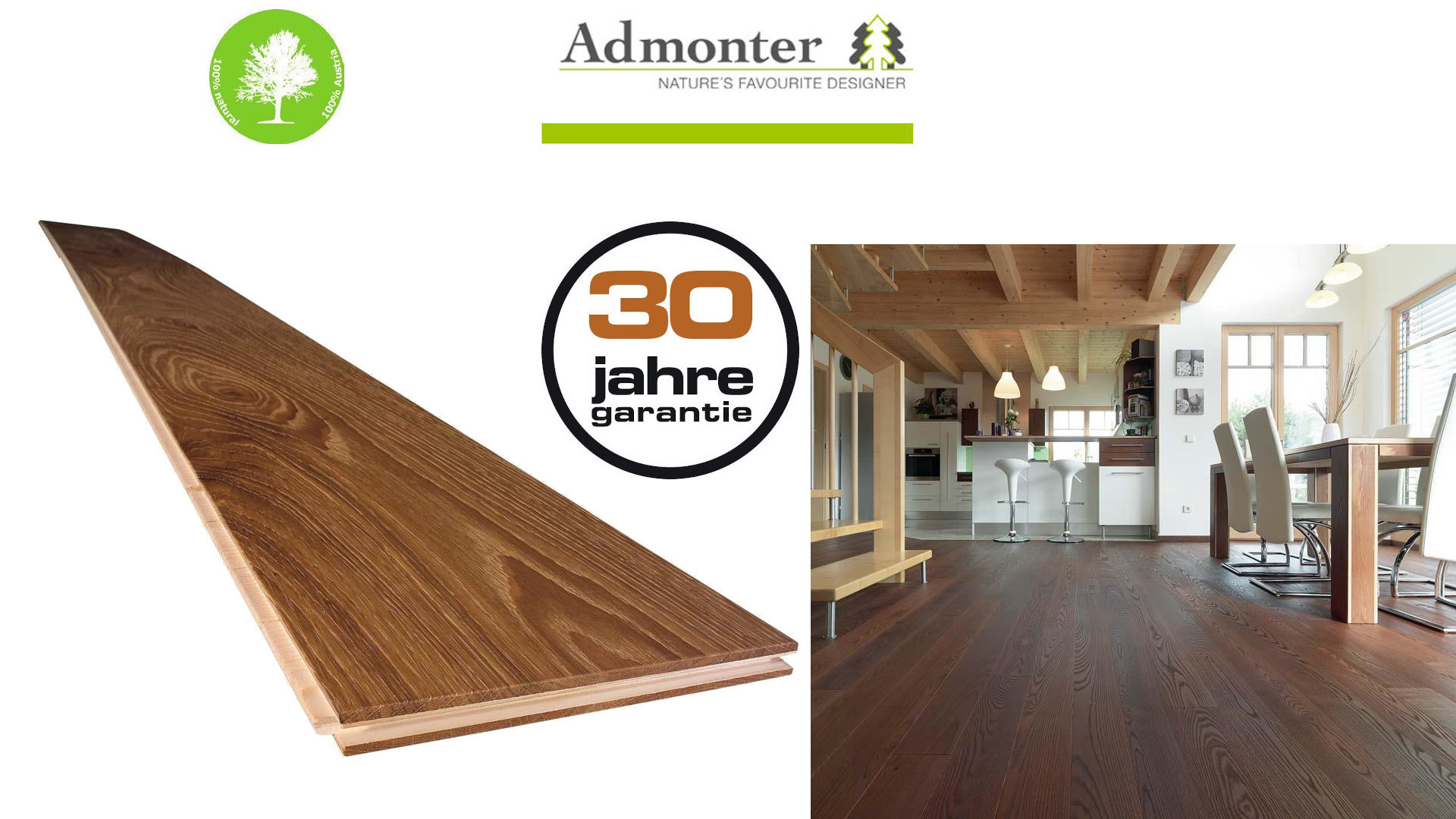 Admonter FLOORs Naturholzboden Landhausdielen Esche dunkel basic gebürstet, natur geölt Admonter FLOORs Naturholzboden Landhausdielen Esche dunkel basic gebürstet, natur geölt